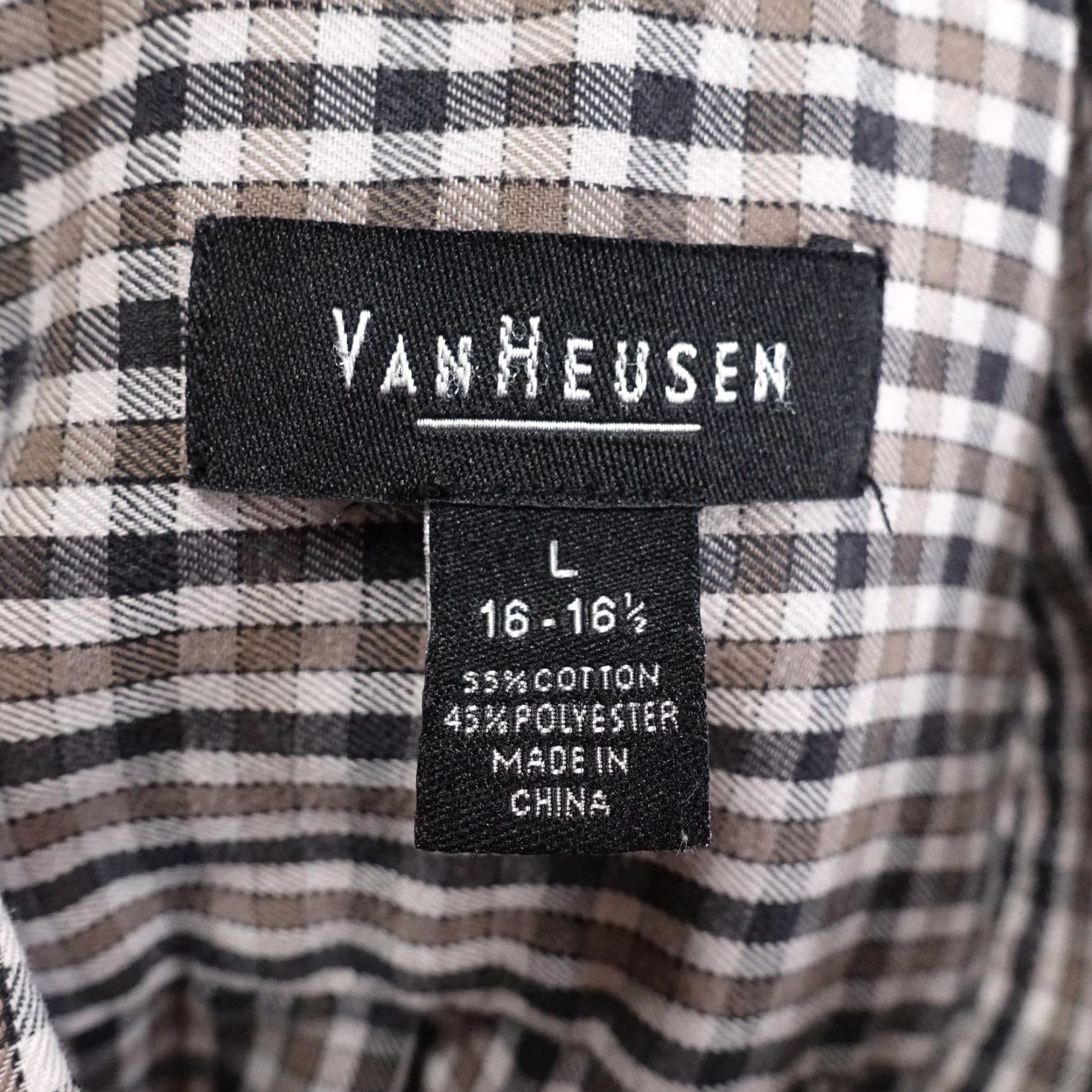Van Heusen Van Heusen Shirt Mens Large Brown Black Plaid Button Down No Iron Easy Care Size US L / EU 52-54 / 3 - 6 Thumbnail