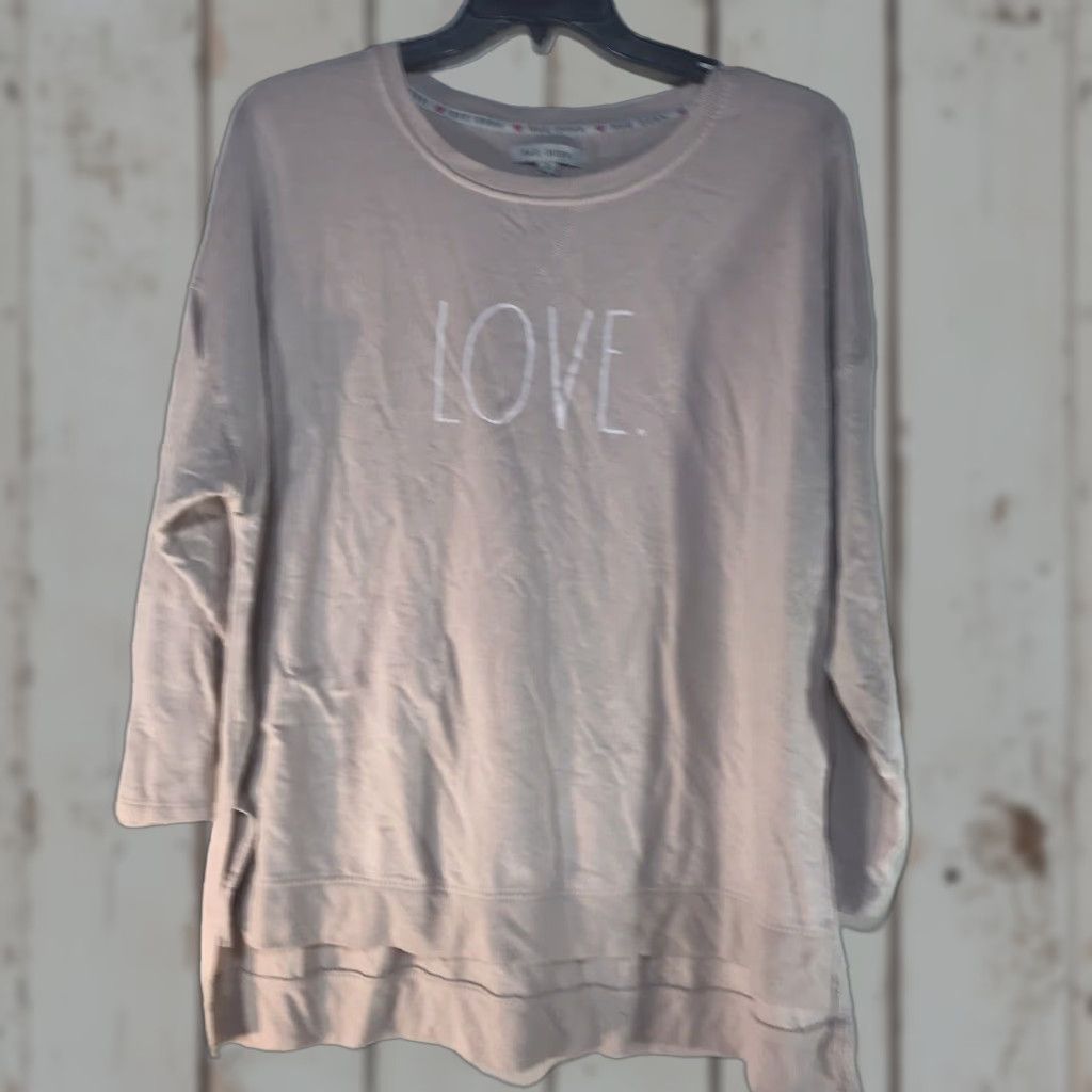 Vintage Rae Dunn Lt Peach Love Hi/Lo Sweatshirt Womens Size 2X Size XXL / US 16-18 / IT 52-54 - 1 Thumbnail