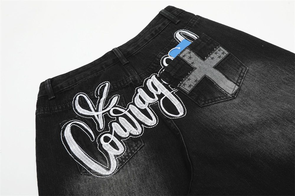 Japanese Brand × Jean Loose hiphop washed trendy embroidered scimitar jeans Size US 34 / EU 50 - 4 Thumbnail