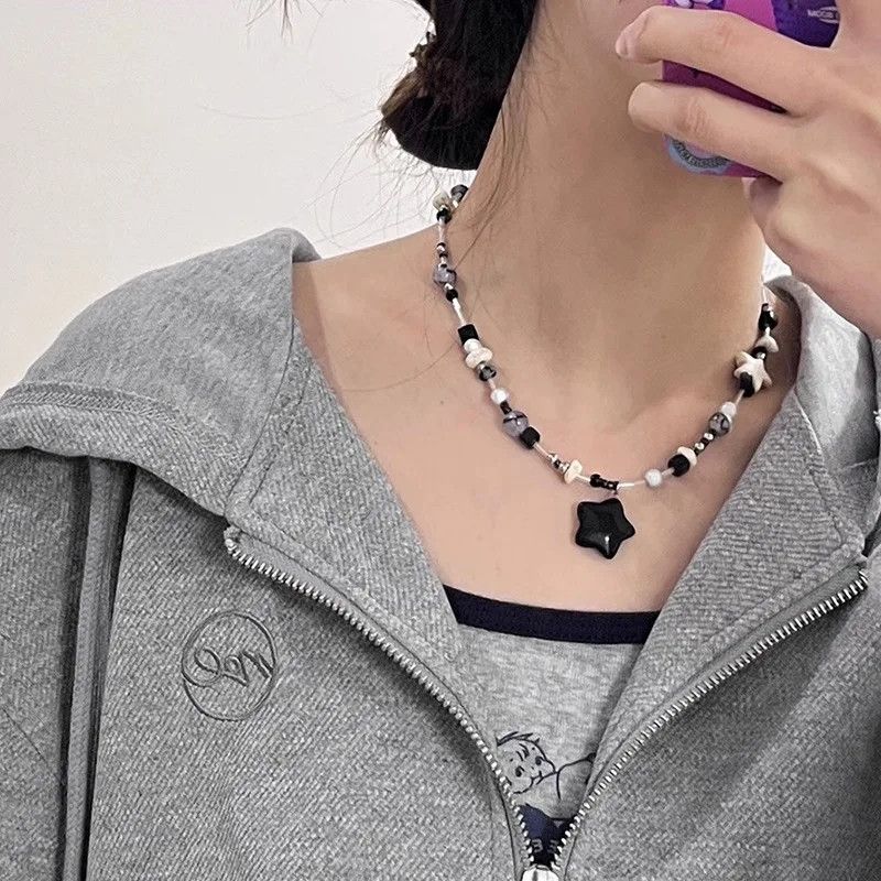 Cuban Link Chain black and white star necklace Grailed