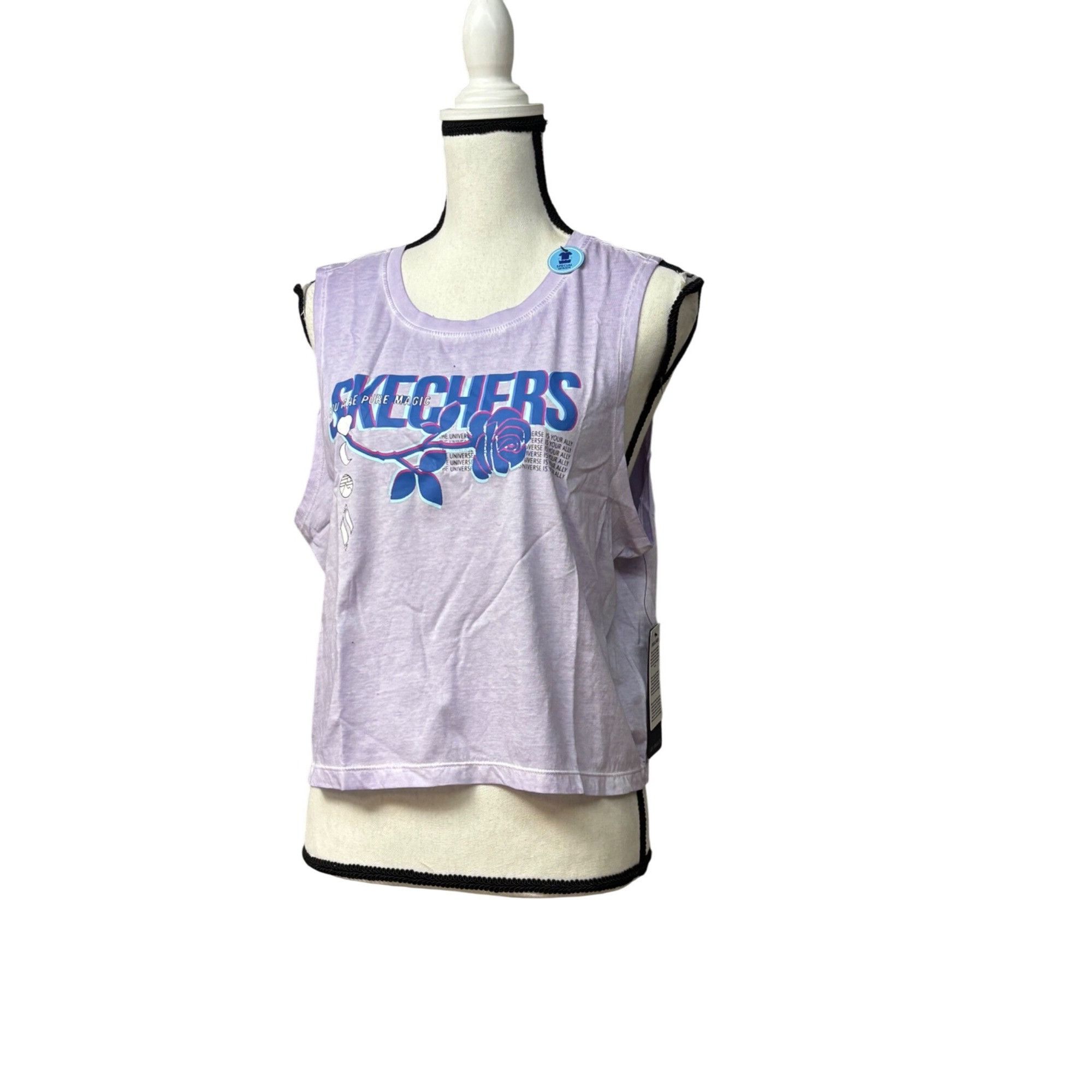 SKECHERS Skechers Apparel 3D Logo Crop Cotton Tank Top, Lavender, L Size L / US 10 / IT 46 - 2 Thumbnail