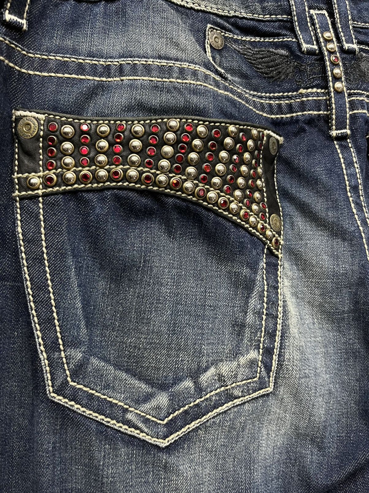 Robins Jeans × Vintage 🔥Vtg ROBIN’S JEANS Gemstone Studded Flare Jeans Made In USA Size US 37 - 5 Thumbnail