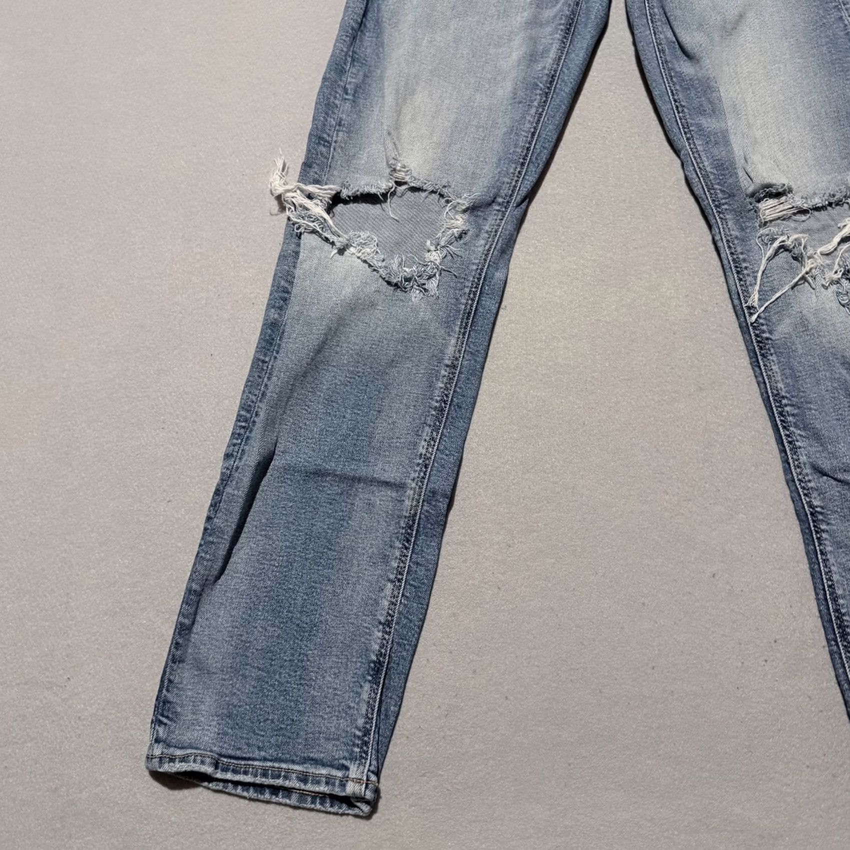 American Eagle Outfitters American Eagle Jeans Women Blue Denim Distress Stretch Mid Rise 00 Size 24" / US 00 / IT 34 - 5 Thumbnail
