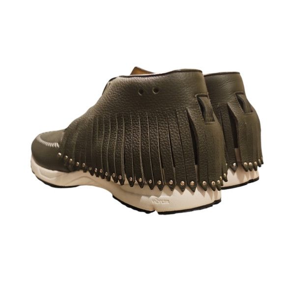 Buscemi Green Leather Fringe High Top Sneakers Size US 12 / EU 45 - 3 Thumbnail