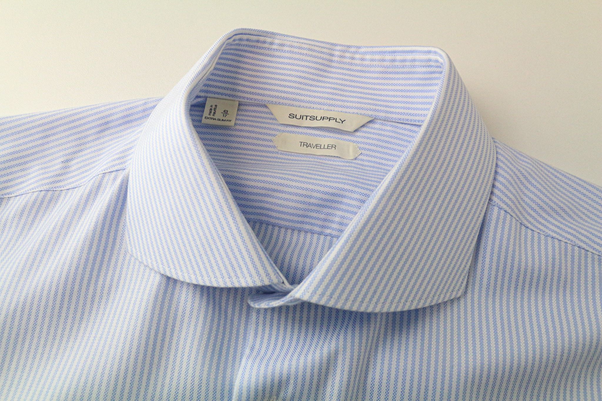 Suitsupply TRAVELLER 43/17 Extra Slim Blue Cotton Shirt 77612 Size 44R - 3 Thumbnail