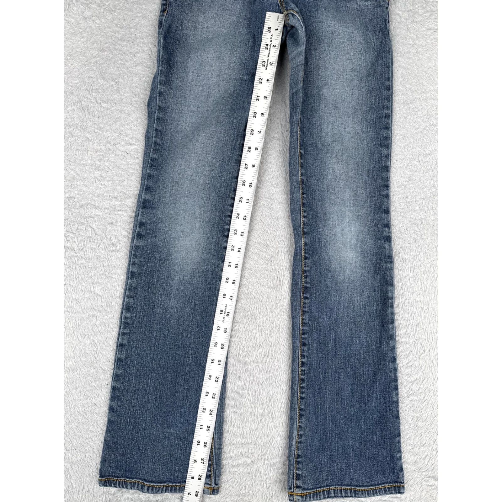 Denime JAGTHUG Jeans Bootcut Juniors 26 Blue Med Wash Low Rise Denim 26x30 Embroidered City Womens Juniors Jeans Bag Size 26" / US 2 / IT 38 - 7 Thumbnail