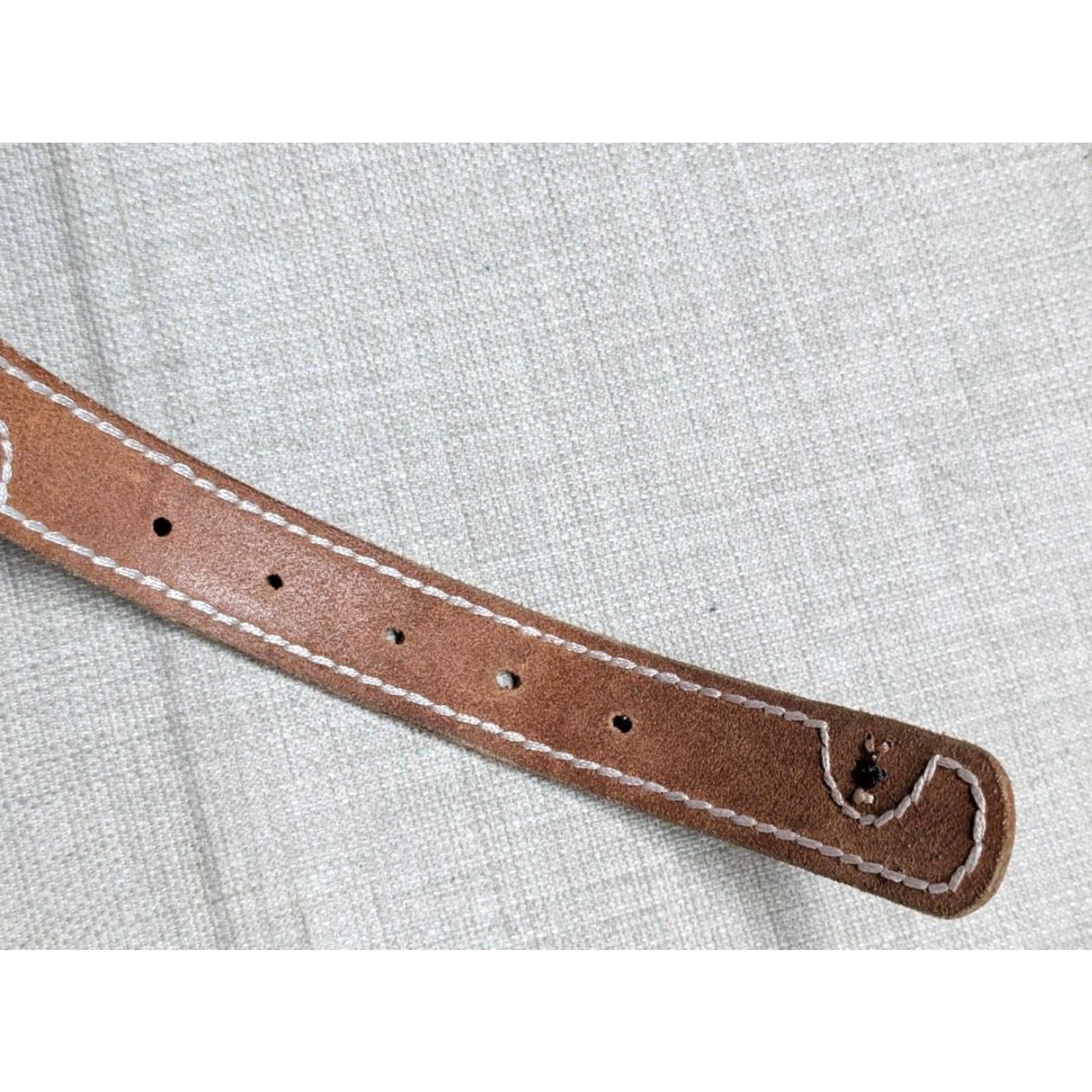 Vintage VINTAGE LL BEAN STITCHED leather belt 32 brown COWHIDE unisex adults belt Hardware: none Size 32 - 4 Thumbnail