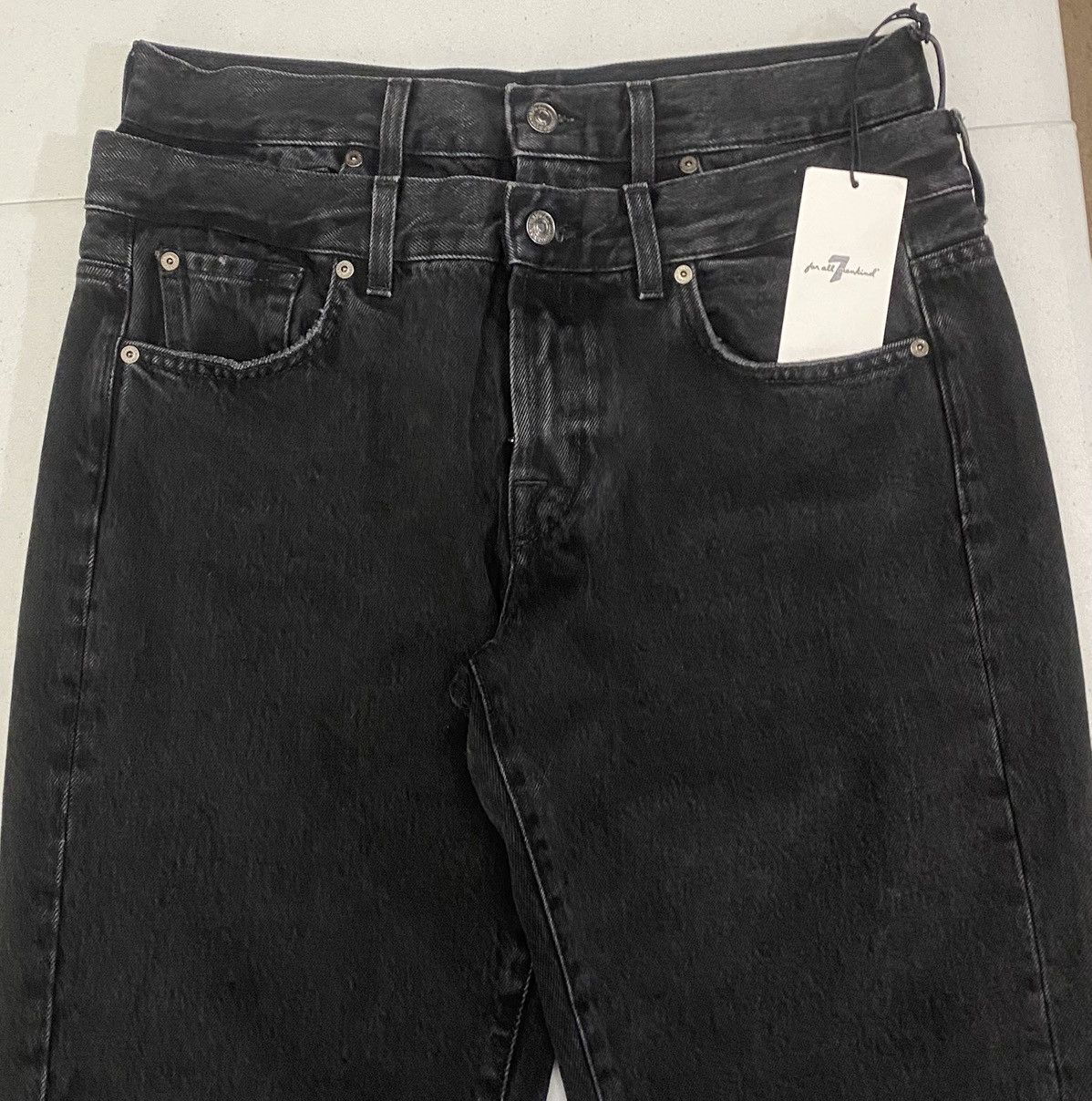 7 For All Mankind 7 FAM blk double waisted trouser hustle made in italy 29 NWT Size 29" - 6 Thumbnail