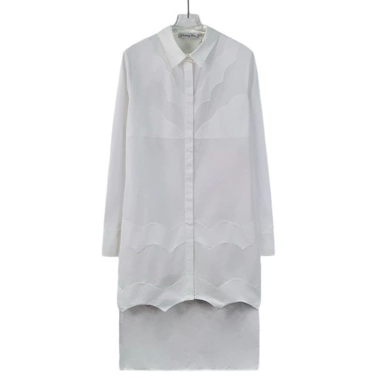 Dior Dior White cotton lapel long-sleeved irregular wavy shirt Size XS / US 0-2 / IT 36-38 - 1 Thumbnail