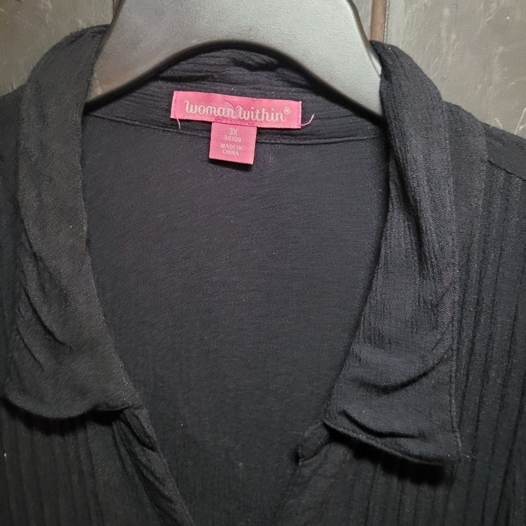 Common Projects Woman Within, shirt, 3/4roll up sleeves, black, EUC,3x Size 3XL / US 20-22 - 2 Thumbnail