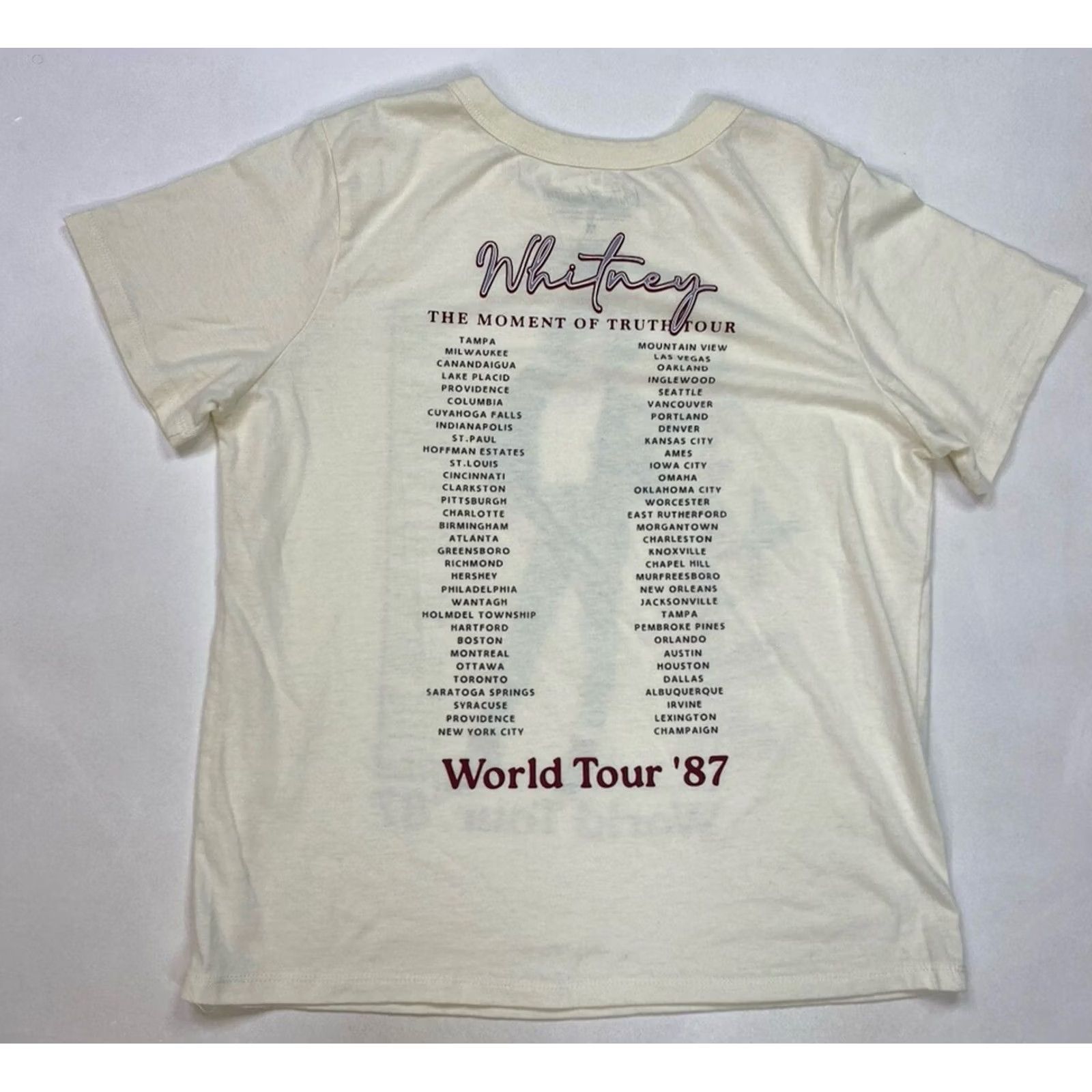 Vintage Whitney Houston The Movement Of Truth World Tour 87 T-shirt Women Medium Music Shirt Ivory Short Sleeve Crew Neck Size M / US 6-8 / IT 42-44 - 3 Thumbnail