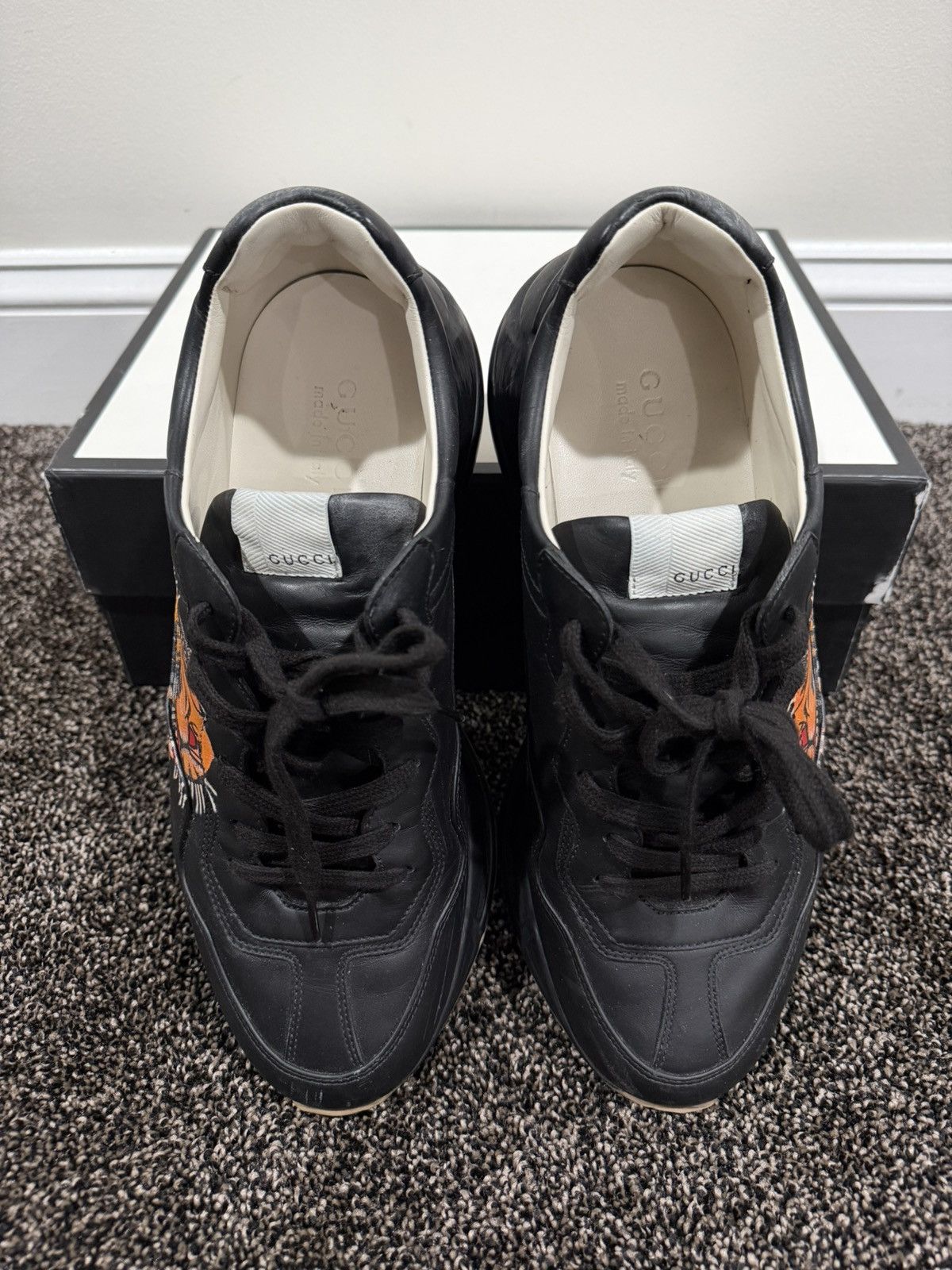 Gucci Gucci Rhyton 2020 Tiger Black Leather Low Top Sneakers Size US 10 / EU 43 - 8 Thumbnail