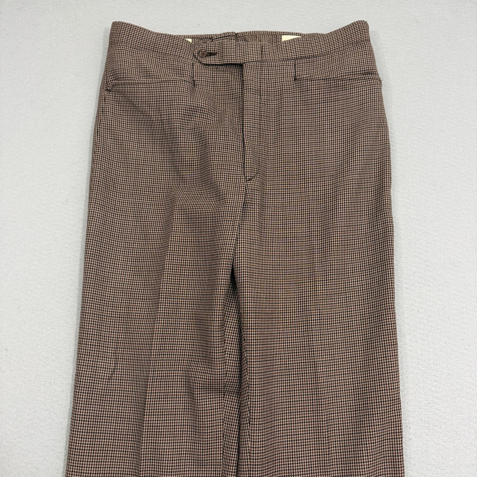 Vintage Vintage Sansabelt Houndstooth Trouser Pants 36x34 Brown 70s Size US 36 / EU 52 - 3 Thumbnail