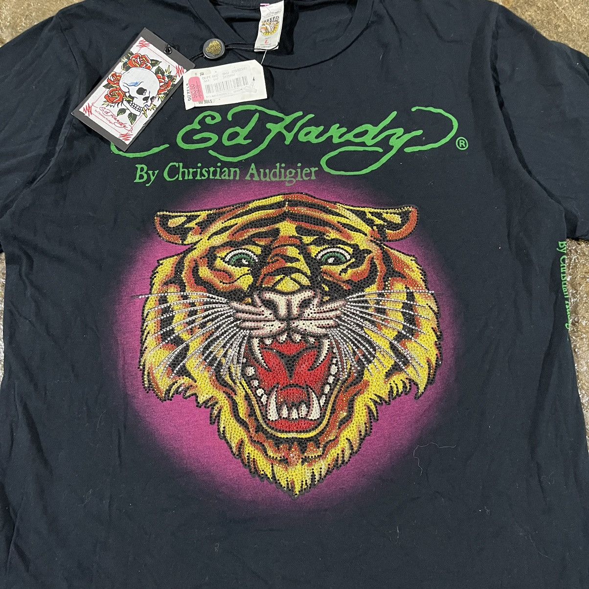 Ed Hardy × Vintage Crazy Ed Hardy Vintage Y2K Tiger Grunge Goth Tee Shirt NWT Size US L / EU 52-54 / 3 - 4 Thumbnail