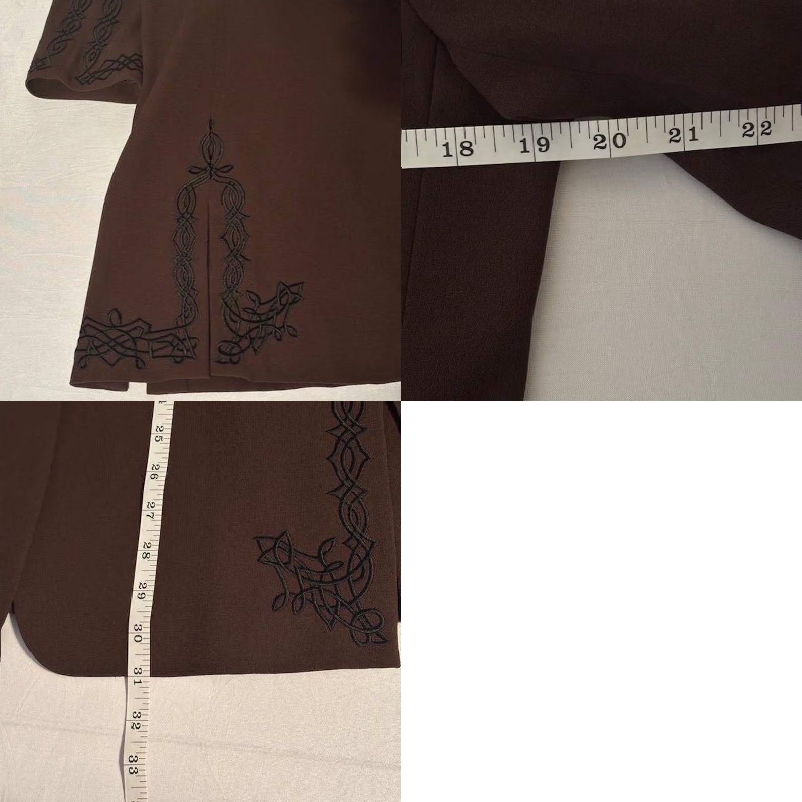 Anne Klein VINTAGE Anne Klein II Mandarin Collar Brown Embroidered Blazer Jacket Size 8P Petite Women Workwear Size M / US 6-8 / IT 42-44 - 9 Thumbnail