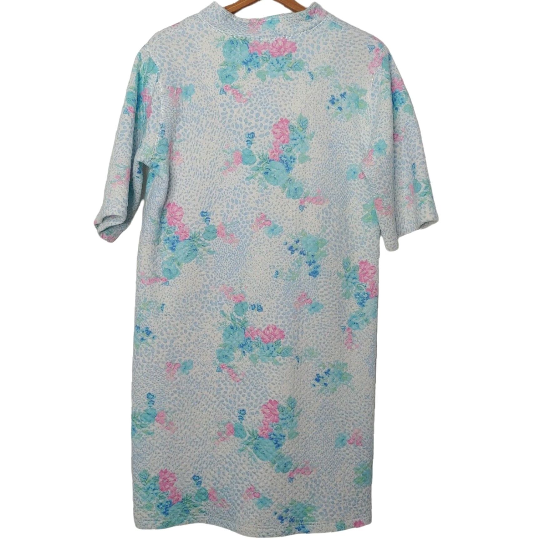Vintage VINTAGE House Coat Full Zip L/XL Knit Quilted White Blue Floral Grannycore Women Size L / US 10 / IT 46 - 6 Thumbnail