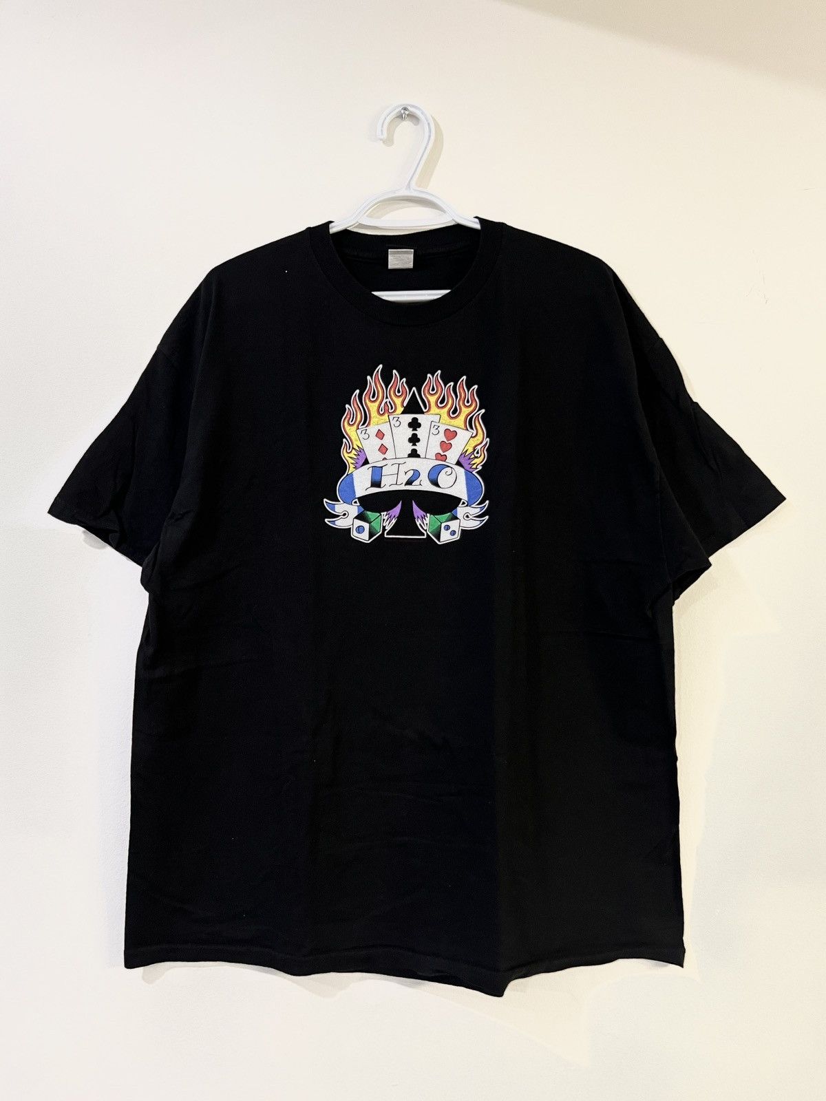Vintage 2005 H2O Flaming Cards Band Tee