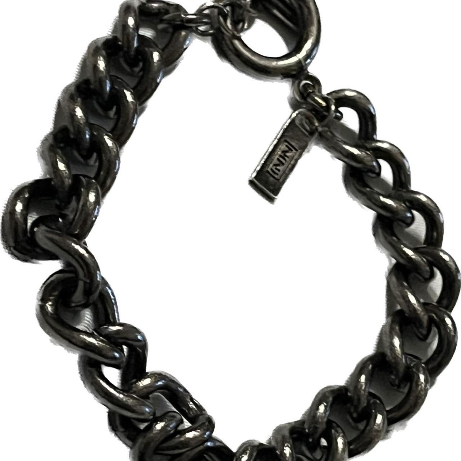 Number Nine Black Steel Chain Link Wristband