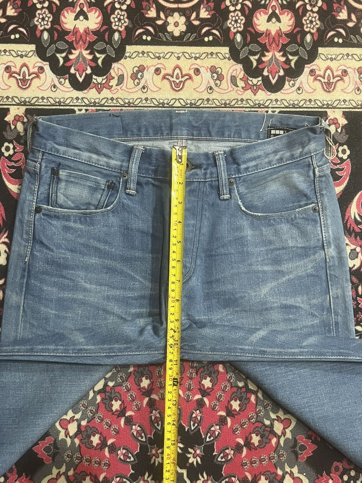 KURO Kuro “Dempsey” Classic Blue Whisker Washed Selvedge Jeans Size US 30 / EU 46 - 17 Thumbnail