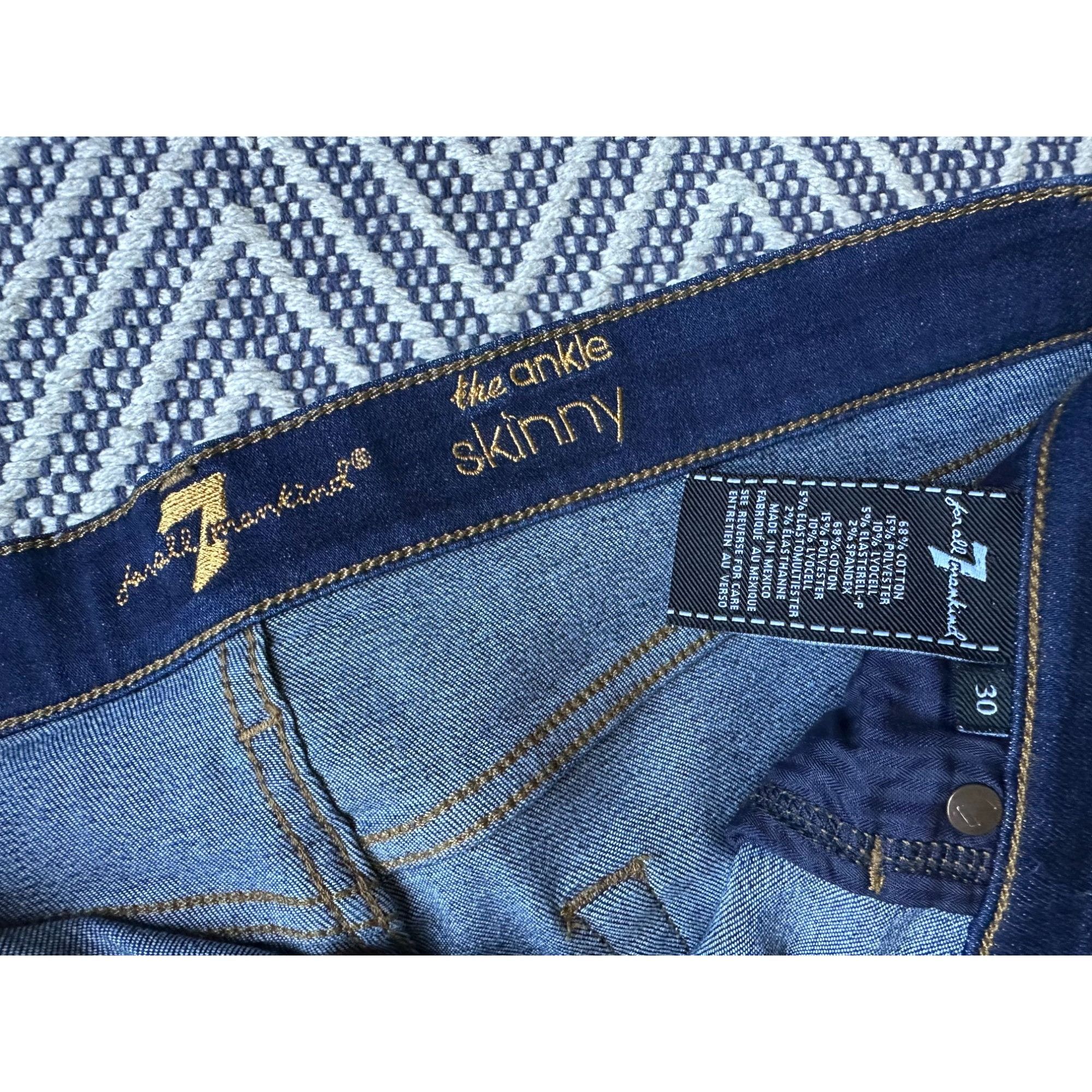 7 For All Mankind 7 for all mankind the ankle skinny raw hem jeans Size 30 Size 30" / US 8 / IT 44 - 2 Thumbnail