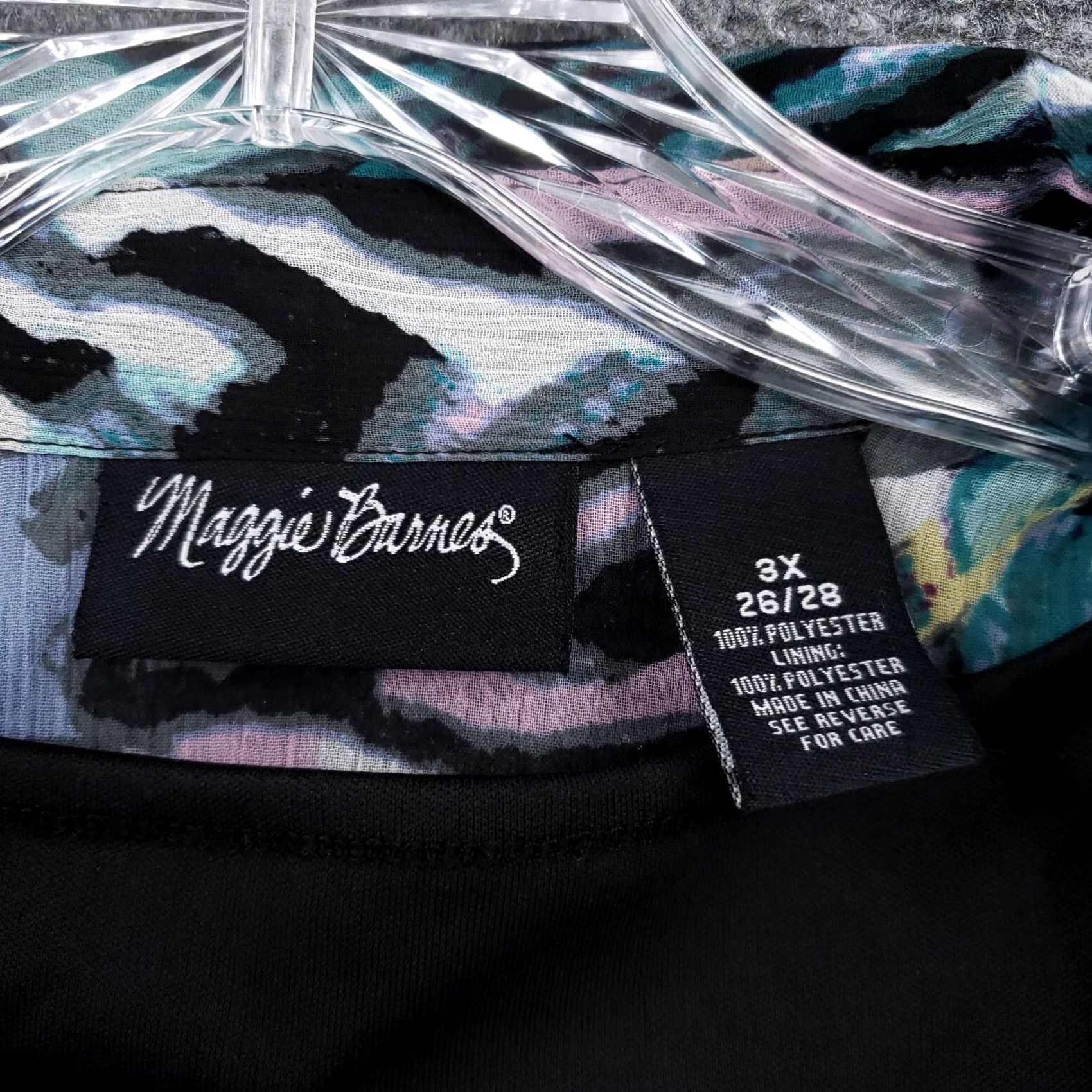 Vintage Maggie Barnes Women Plus Size 3X 26/28 Blue Abstract Cardigan Sweater Open Front Boho Size XXL / US 16-18 / IT 52-54 - 6 Thumbnail