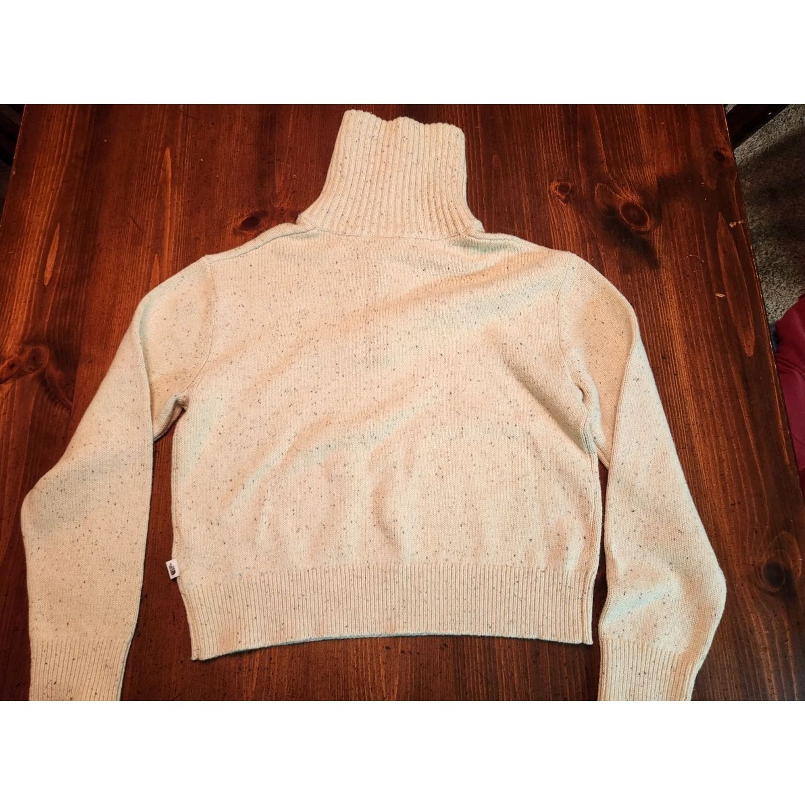 The North Face North Face Women Medium Long Sleeve Sweater Zipper Wool Cotton Nylon Waffle-Knit Ivory Oatmeal Pullover Regular Accessible Casual Travel Workwear Size M / US 6-8 / IT 42-44 - 2 Thumbnail