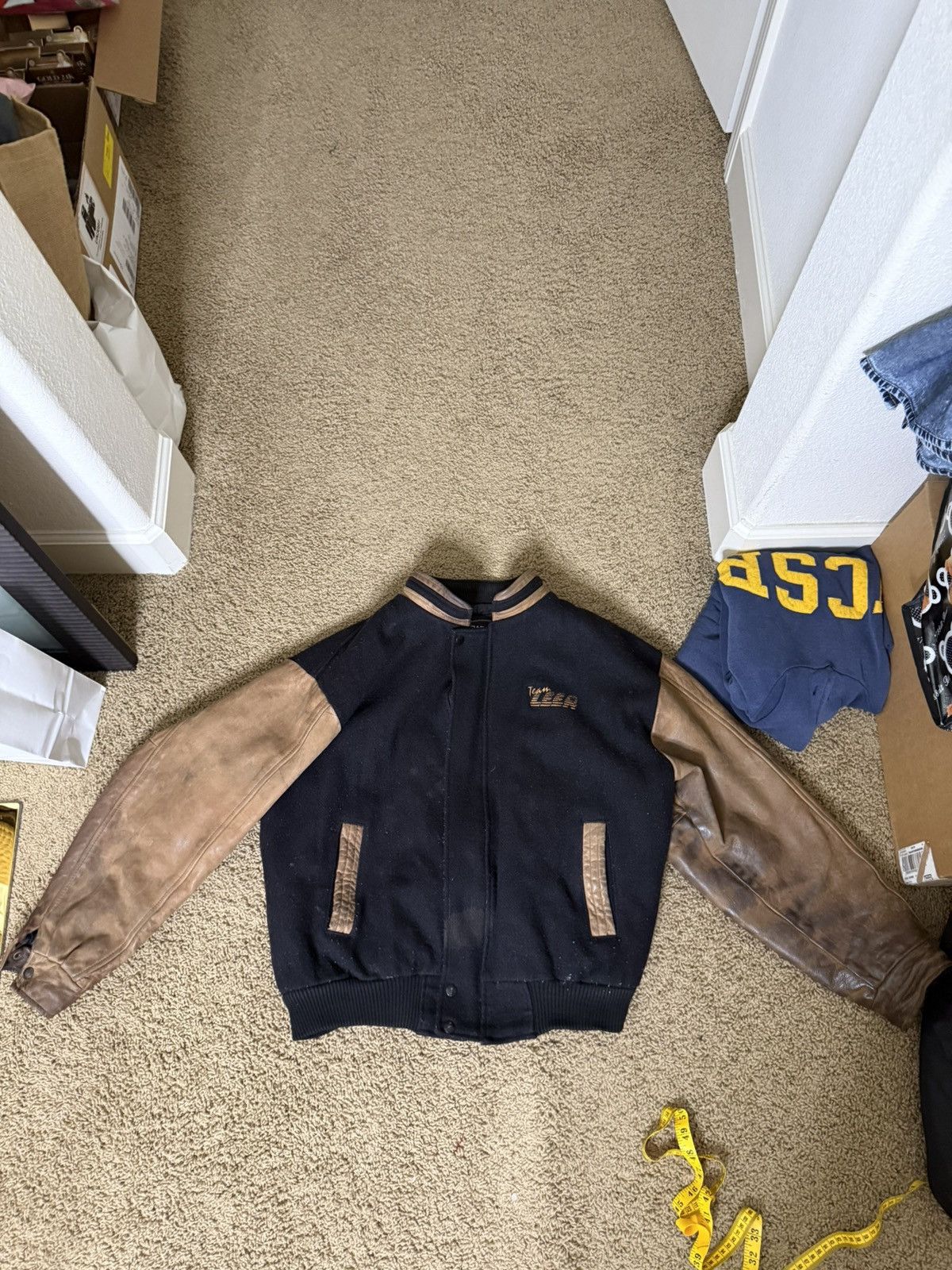 Vintage Leather Zipup Varsity jacket Leather Jackets