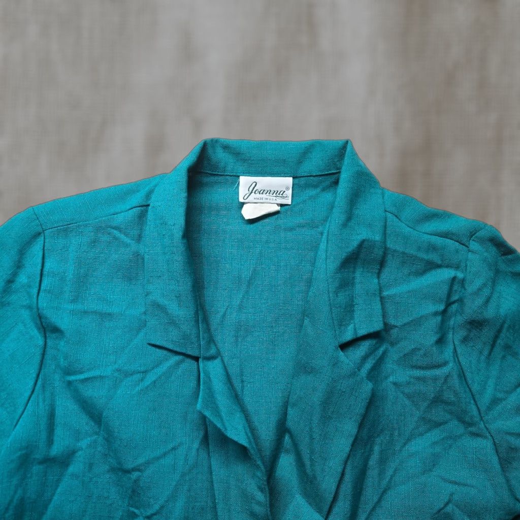 Vintage Joanna Blazer Open Collared 3/4 Sleeve Blue Large Women Vintage Jacket /> Size L / US 10 / IT 46 - 1 Thumbnail