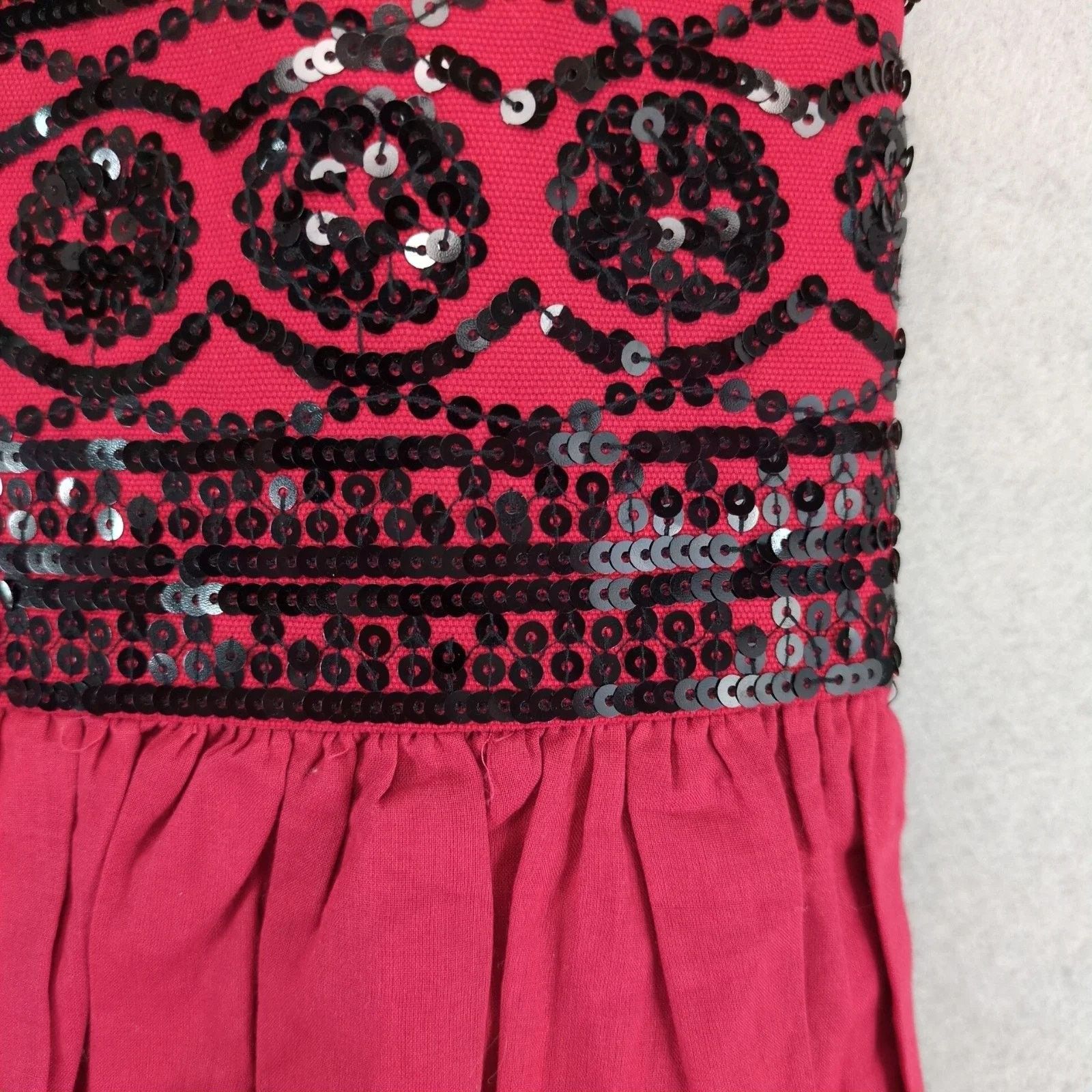 Anthropologie Moulinette Soeurs Suelta Skirt Red Black Sequin Knee Length Size 26" / US 2 / IT 38 - 10 Thumbnail