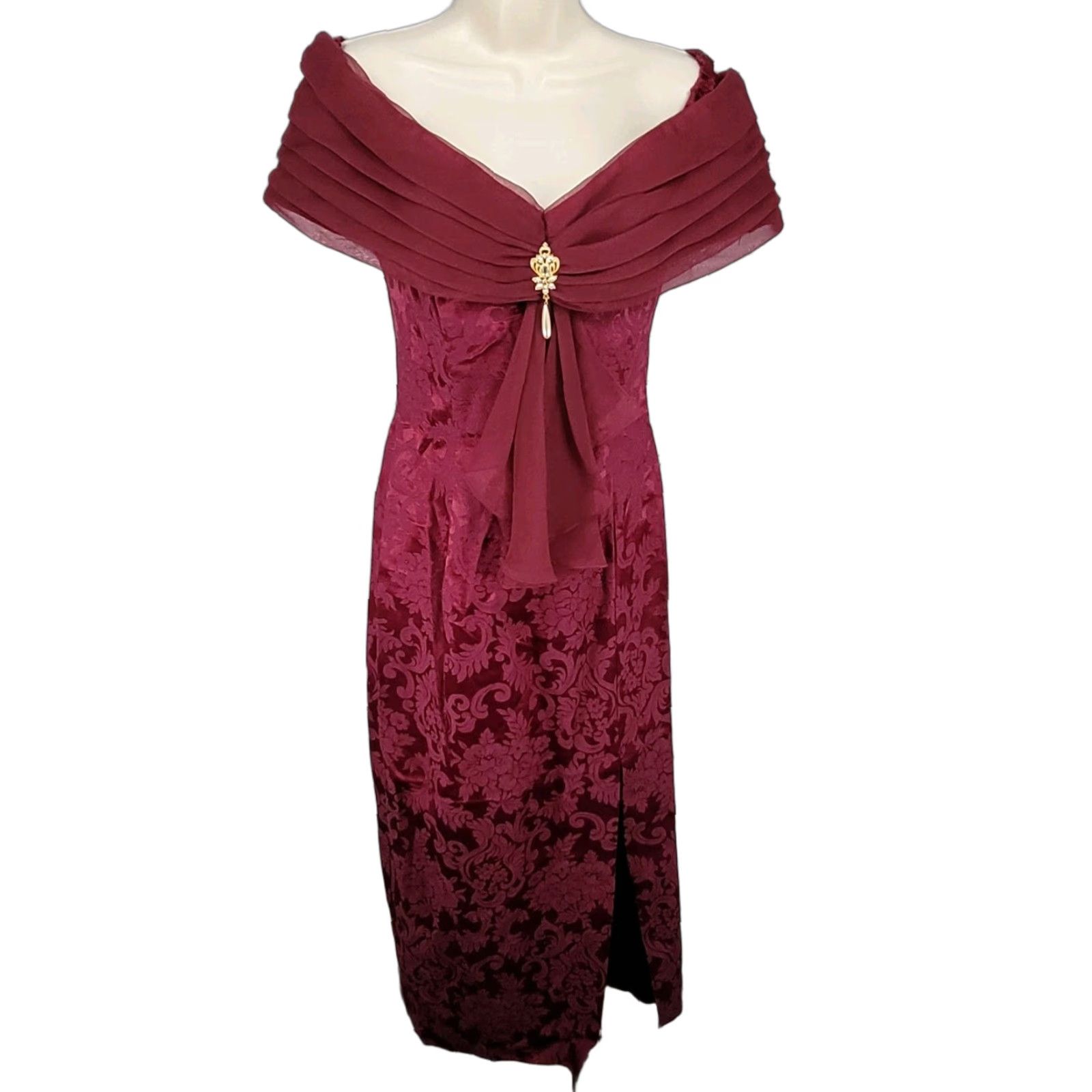 VINTAGE Jessica McClintock Bridal Purple Floral Off Shoulder Dress Women 8  Midi Purple Floral 90s Wedding Party Formal Mens Womens - joarbit.com