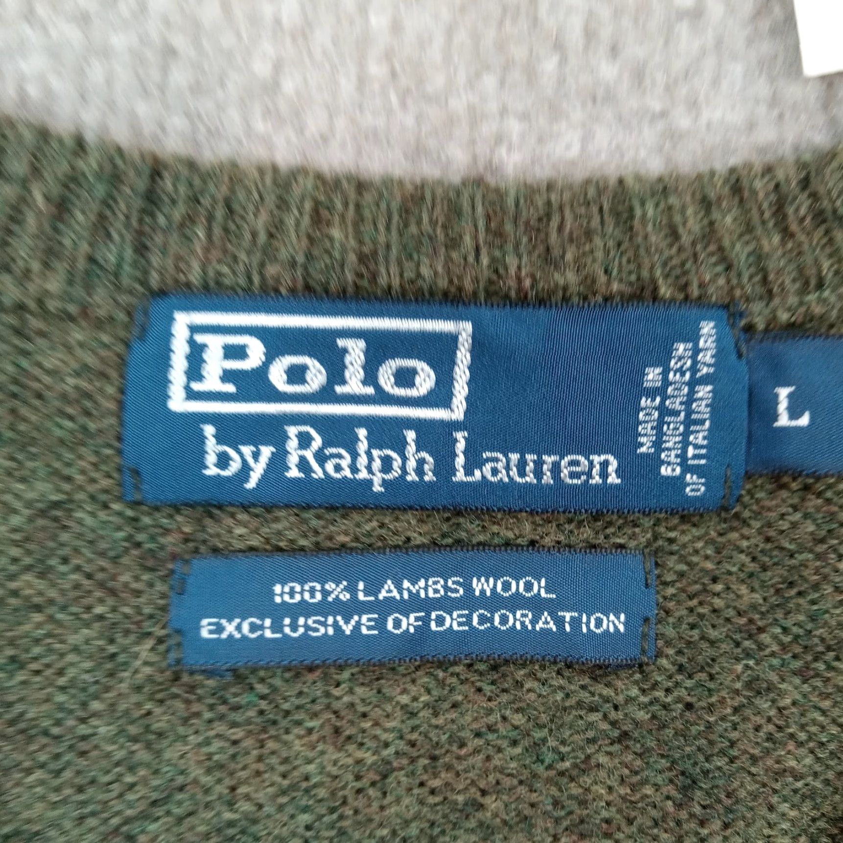 Ralph Lauren Ralph Lauren Sweater Mens Large Green Cable-Knit V-Neck Pullover Lambswool Size US L / EU 52-54 / 3 - 5 Thumbnail