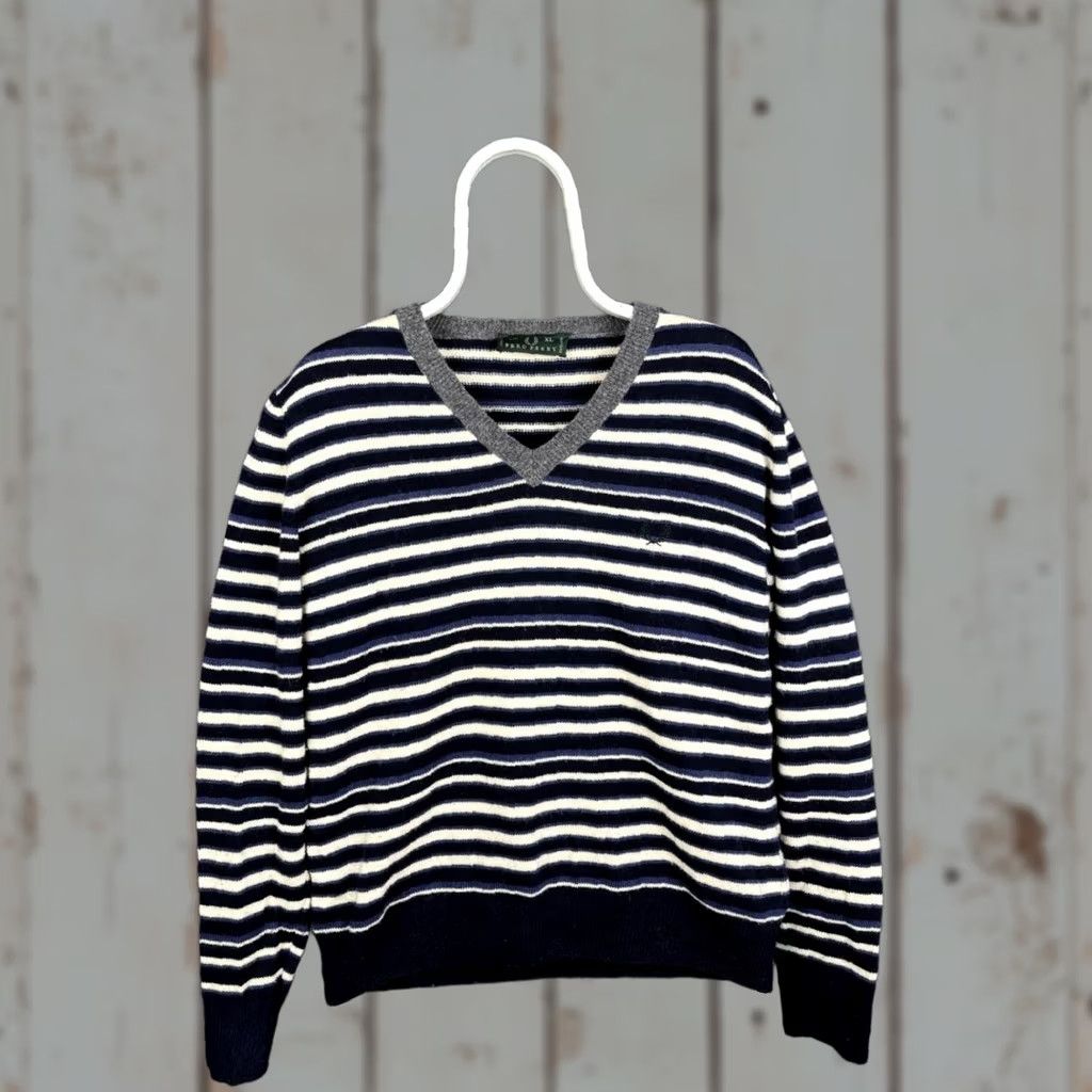 Fred Perry Fred Perry Sweater 100% Wool XL Black Wool Knit Logo Striped V-Neck Pullover Womens Classic Winter Fall 100% Wool XL Black Sweater Size XL / US 12-14 / IT 48-50 - 1 Thumbnail