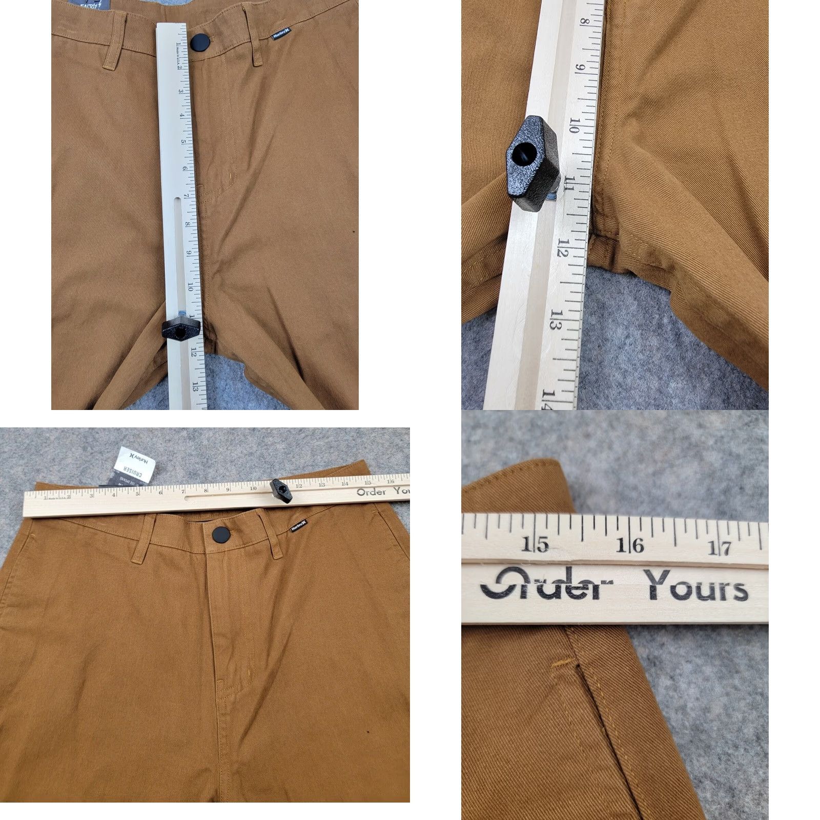 Hurley Hurley Pants Mens 30 Brown Relaxed Chino Tapered Leg 100% Cotton NWT Holiday Beach Casual Travel Front Zip Pocket Button Logo Size US 30 / EU 46 - 10 Thumbnail