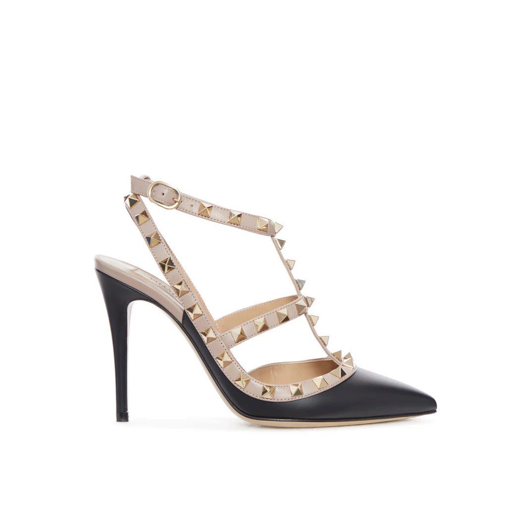 VALENTINO GARAVANI Rockstud Black/Poudre 100mm Pumps New & A