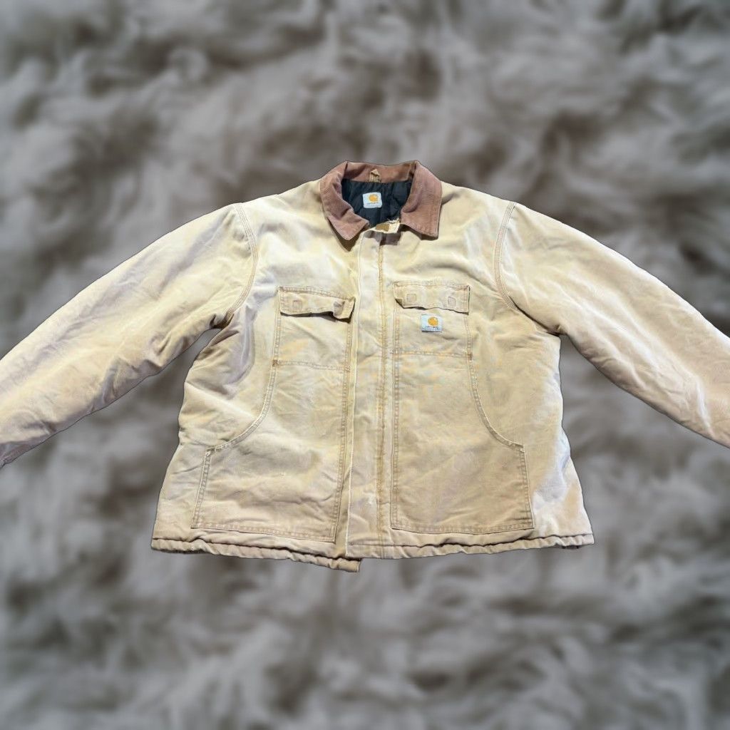 Carhartt VINTAGE Carhartt Jacket 2XL Tan Quilted Lined Coat 90s Workwear Zip Mid-Length USA 80s 90s outdoor Mens Size US XXL / EU 58 / 5 - 1 Thumbnail
