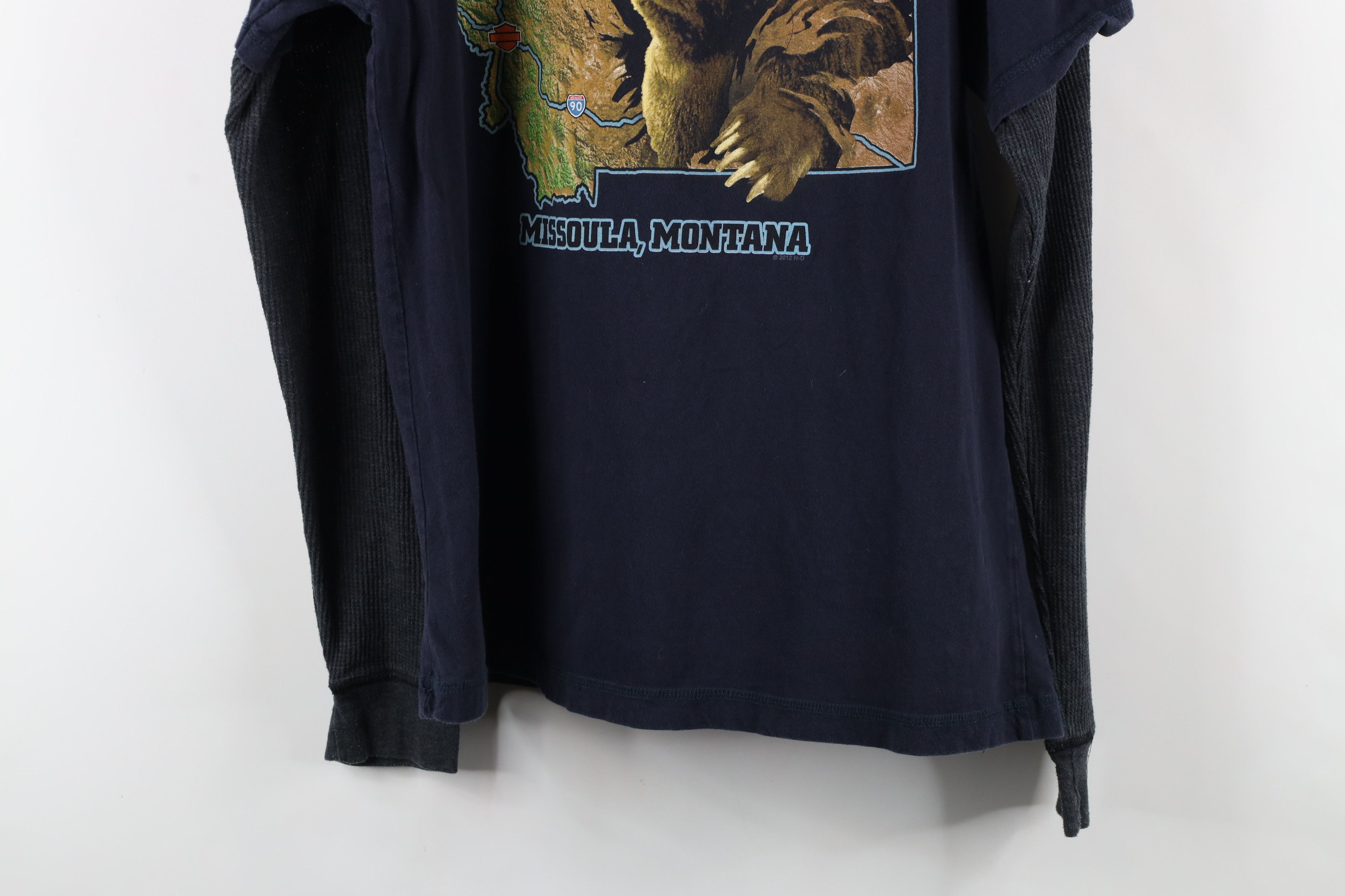 Harley Davidson × Vintage Vintage Harley Davidson Waffle Knit Bear Long Sleeve T-Shirt Size US L / EU 52-54 / 3 - 13 Thumbnail