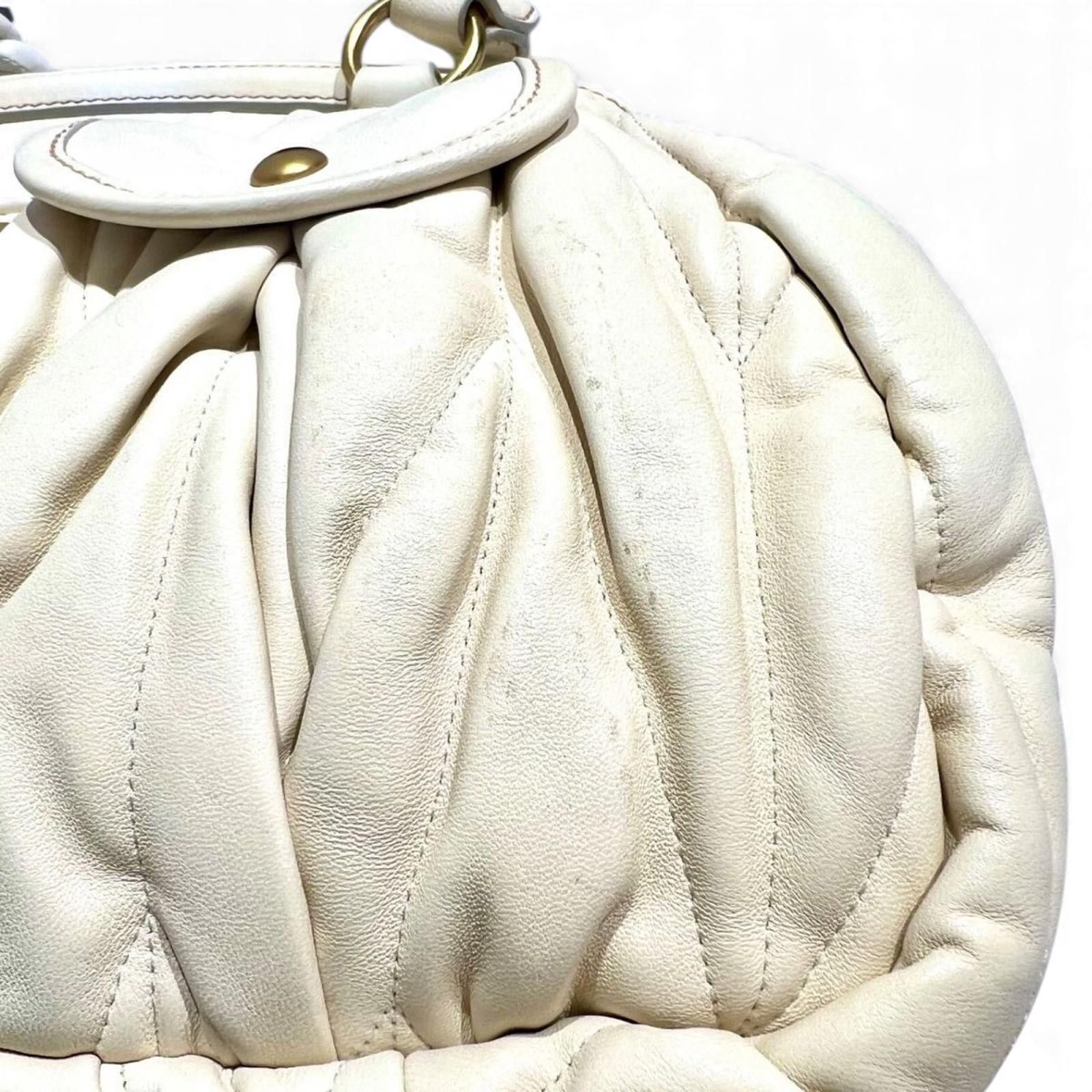 Miu Miu Miu Miu - White Leather Handbag with Braided Handles Size ONE SIZE - 9 Thumbnail