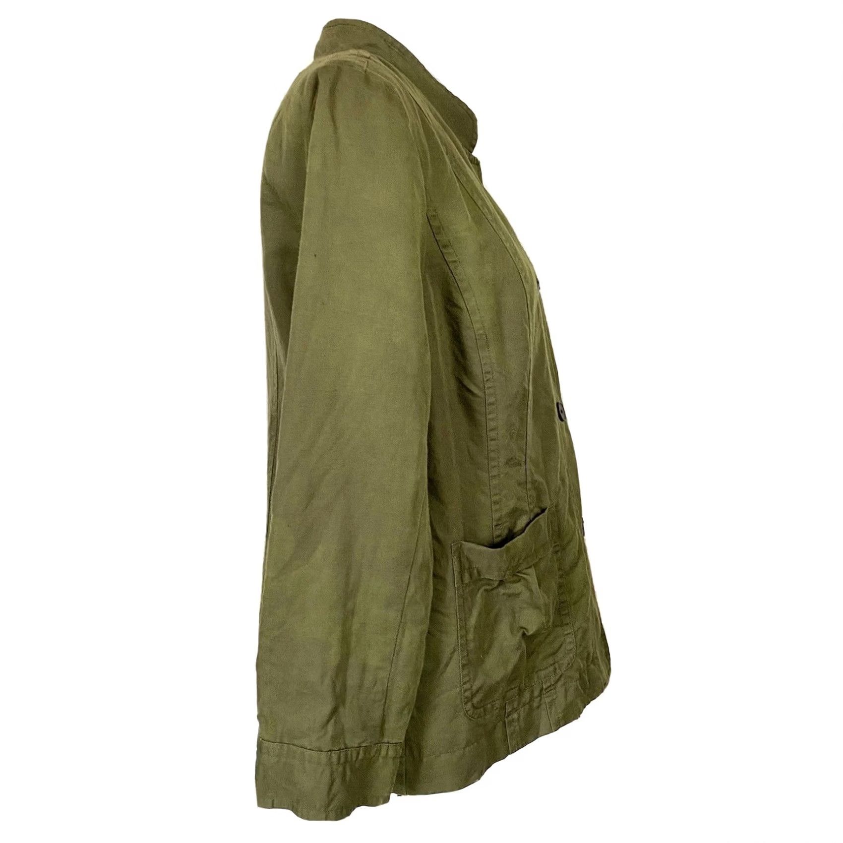 Coldwater Creek Coldwater Creek Jacket Army Green Linen Blend Button Front Petite 12P Pockets Women's Short Jacket Size XL / US 12-14 / IT 48-50 - 5 Thumbnail