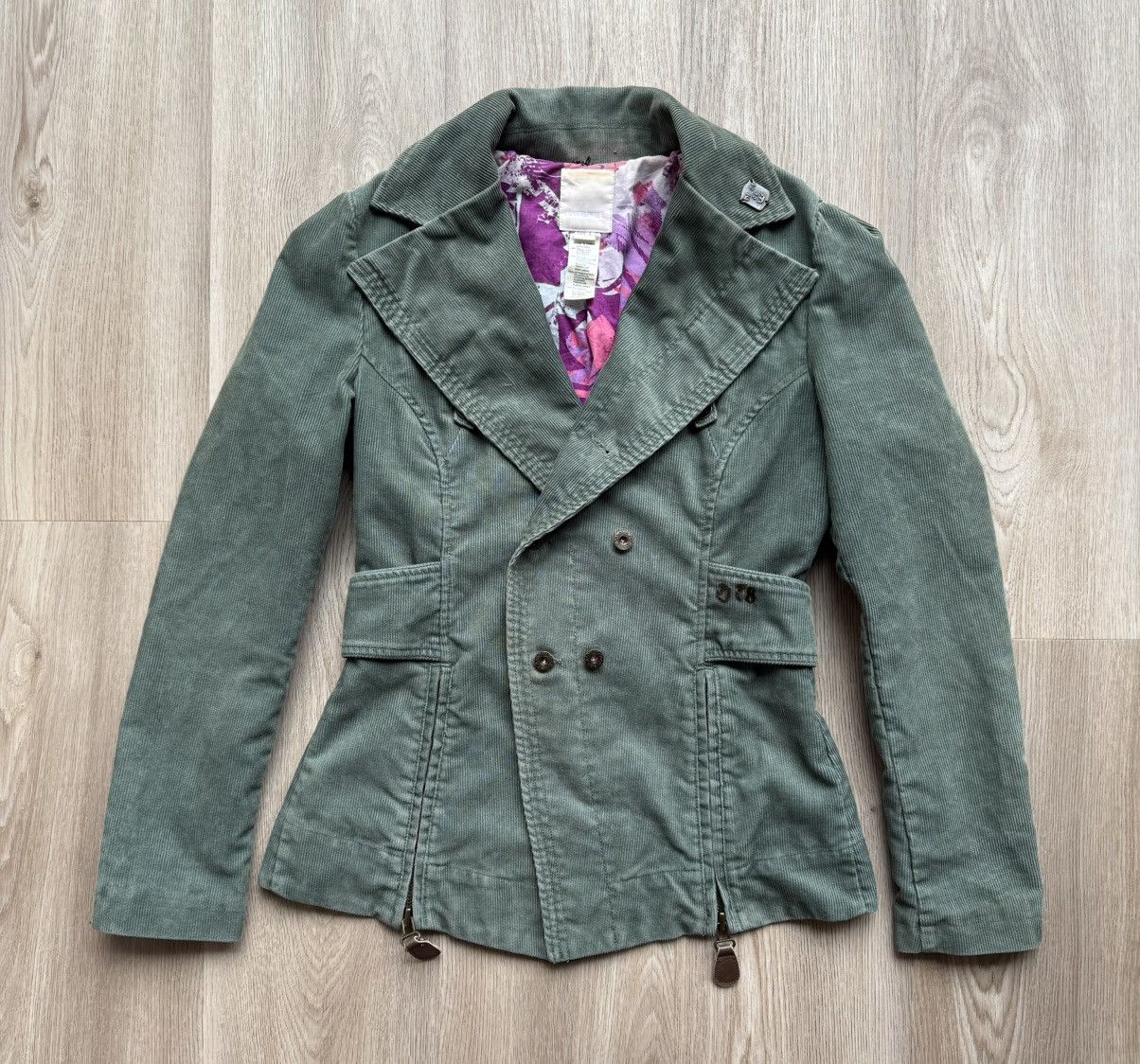 Diesel Vintage Diesel Green Velvet Double Blazer Jacket Size L / US 10 / IT 46 - 1 Thumbnail
