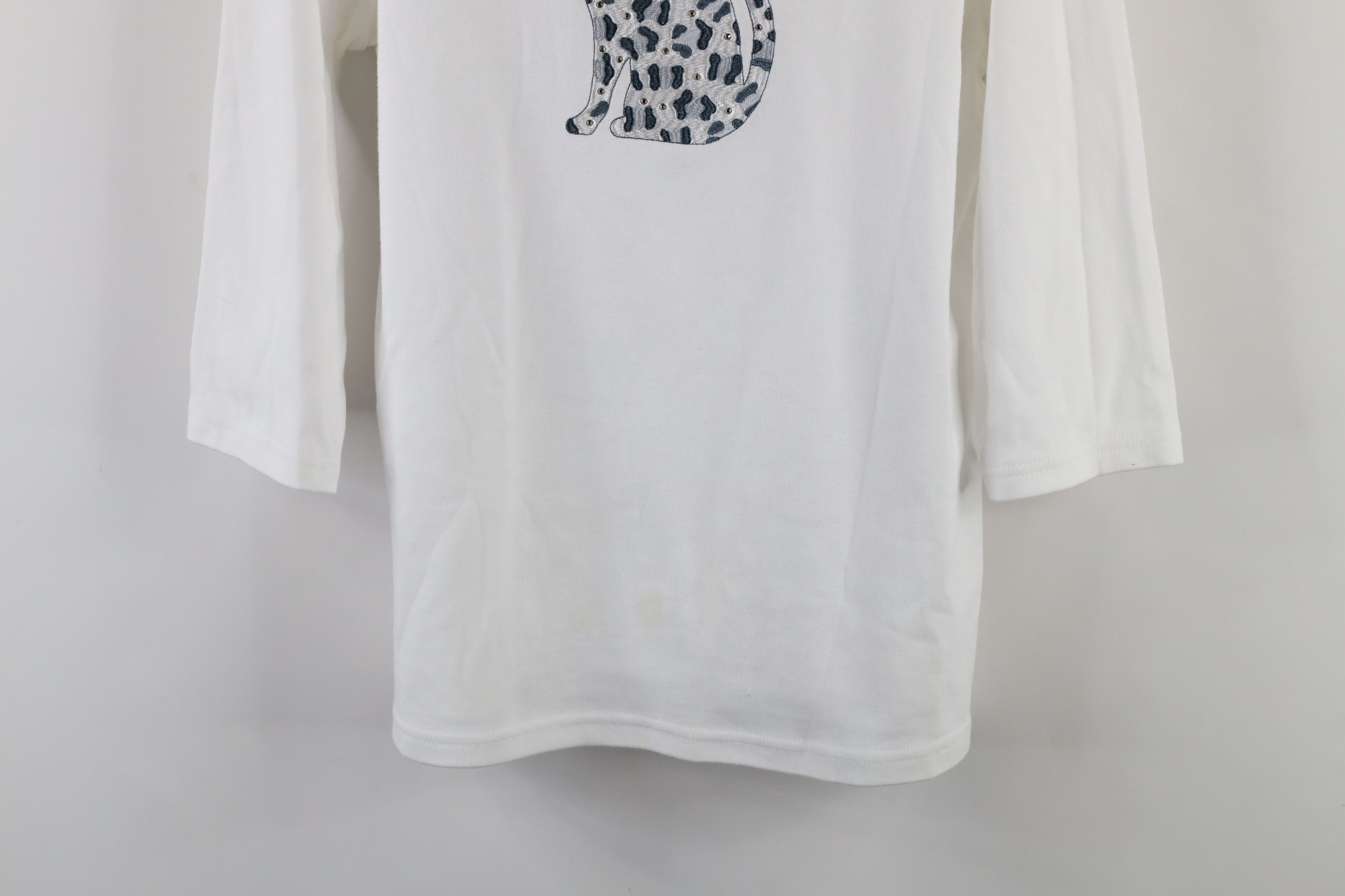 Vintage Vintage 90s Streetwear Cat Kitten 3/4 Sleeve T-Shirt White Size M / US 6-8 / IT 42-44 - 3 Thumbnail