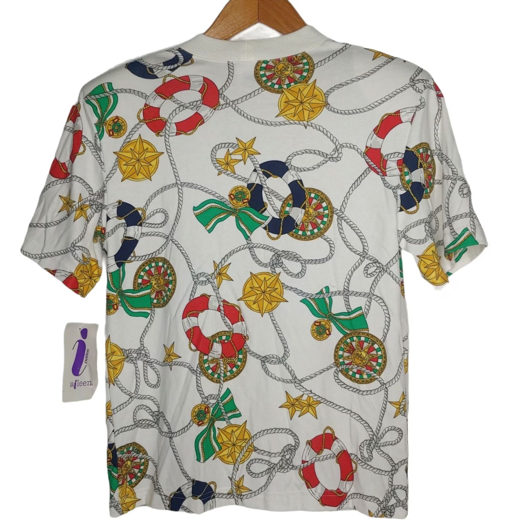 Nautica VINTAGE Aileen Petite Shirt Small Nautical Print Button Sail Boating Cardigan Button Up T Mens Womens Girls Boys Size S / US 4 / IT 40 - 3 Thumbnail