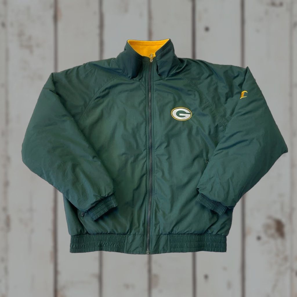 Champion VINTAGE Champion Green Bay Packers Mens Large Fleece Lined Full Zip Jacket NFL Size US L / EU 52-54 / 3 - 1 Thumbnail