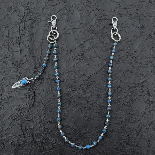 Jewelry Blue Beaded Wallet Chain Chain, Belt Chain, Pants Chain Size ONE SIZE - 5 Thumbnail