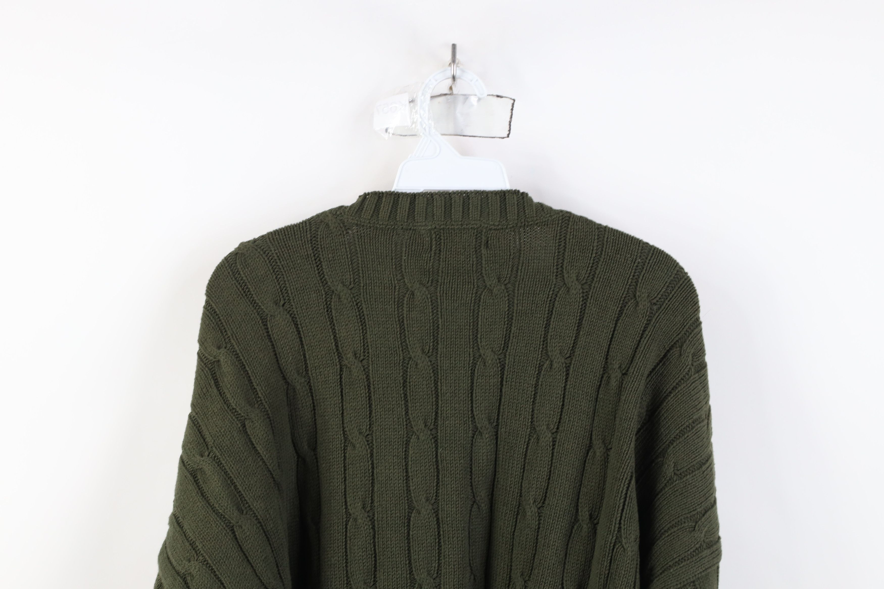 Vintage 90s Izod Chunky Knit Crewneck Sweater Green USA