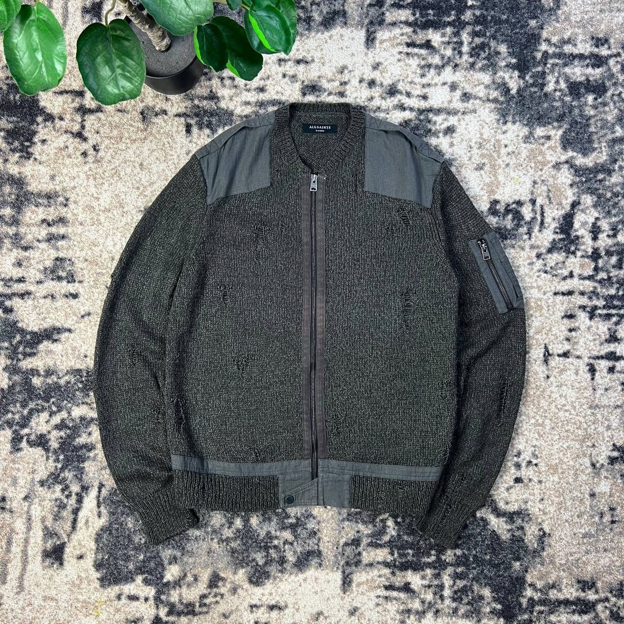 Allsaints Allsaints Vintage Distressed Style Zip Up Knit Sweater Size US XL / EU 56 / 4 - 1 Thumbnail