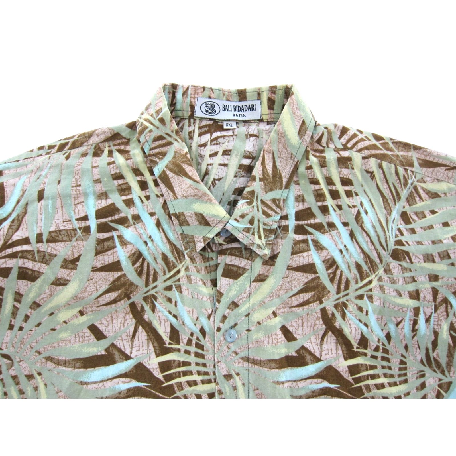 Vintage VTG Bali Bidadari Batik Floral Hawaiian Shirt 2X Green Brown Blue Short Sleeve Men Bitcoin? Size US XXL / EU 58 / 5 - 4 Thumbnail
