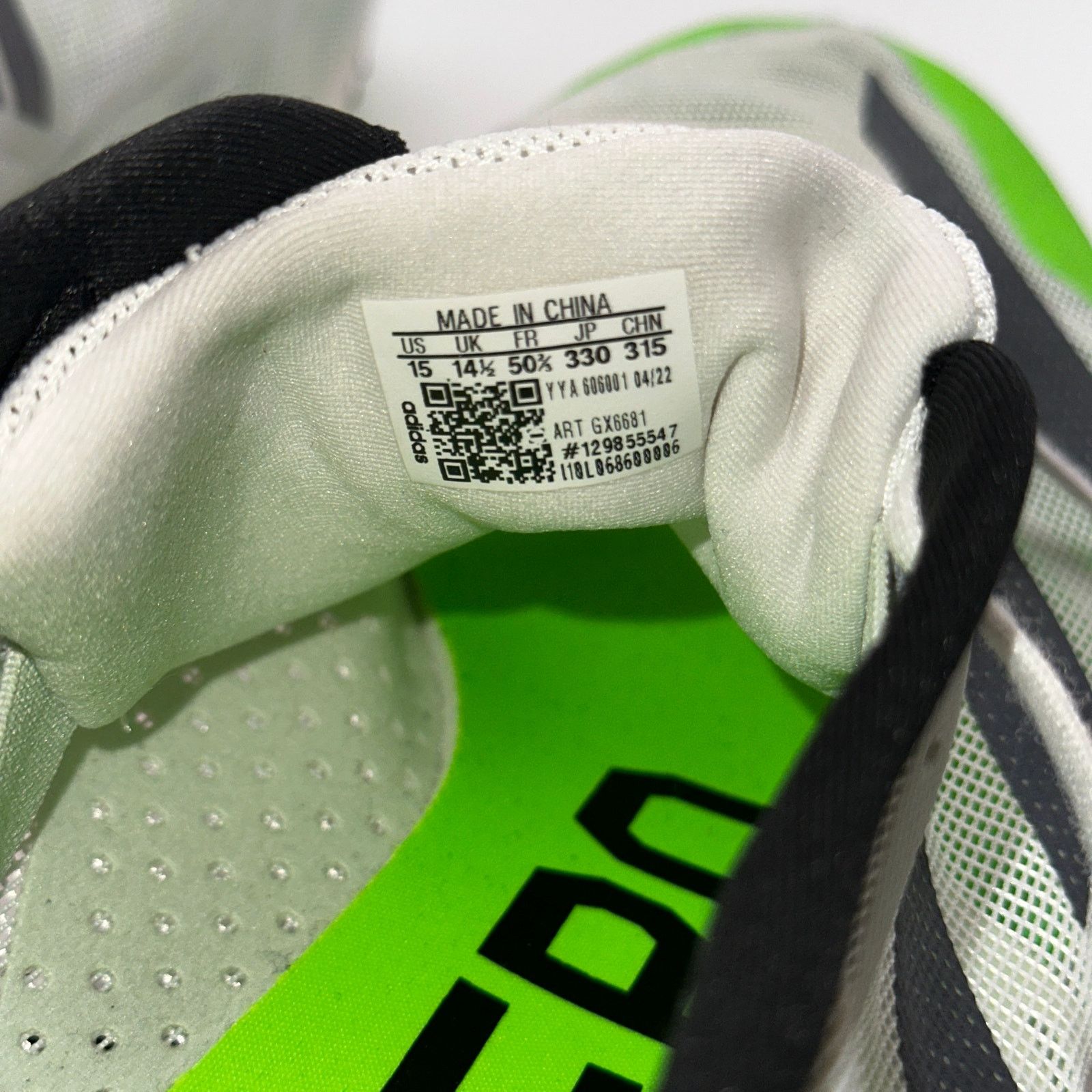 Adidas Adidas Adizero XCS Mens 15 Running Cleats White Solar Green Size US 15 / EU 48 - 8 Thumbnail