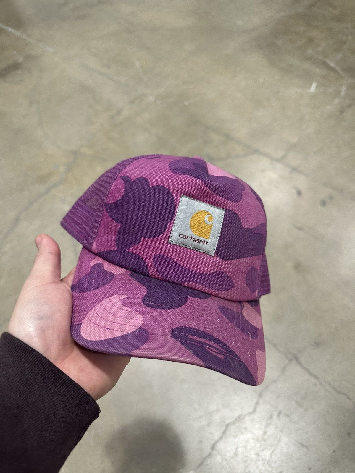 image of 2006 Bape x Carhartt Trucker Hat in Purple, Men's