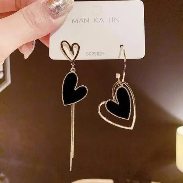 Other Women’s Asymmetrical Love Heart Tassel Dangle Drop Earrings Size ONE SIZE - 3 Thumbnail