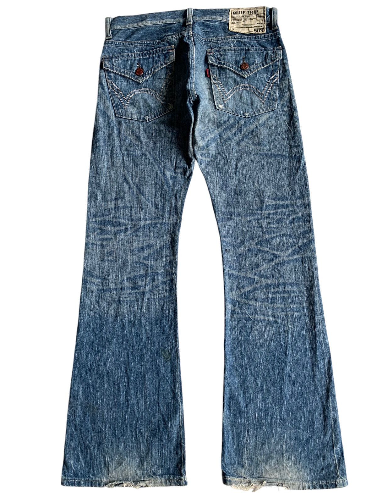 Edwin VINTAGE FLARE EDWIN 503 PUNK STYLE FADED AND RUSTY DENIM☠️🎌 Size US 34 / EU 50 - 4 Thumbnail